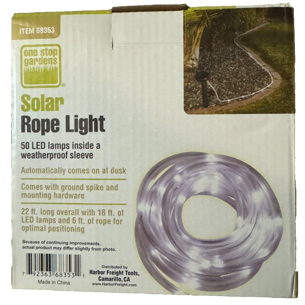 One Stop Gardens Solar Rope Light 50 LED Lamps 16 ft LED Light B6